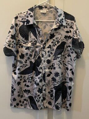 Hemloya Starlings Button Up Blouse Size XL Polyester/Spandex *READ DESCRIPTION*